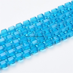 Lake Blue Glass Fancy Faceted Rounds, Approx 7-8mm, Appprox 38cm/strand