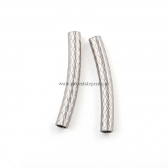 Stainless Steel Embossing Curved Tubes, Approx 6x45mm, Sell by Piece