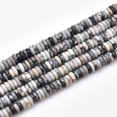 Black Vein Jasper Plain Rondelles, Approx 2.5x6mm, Approx 38cm/strand