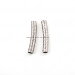 Stainless Steel Embossing Curved Tubes, Approx 6x40mm, Sell by Piece