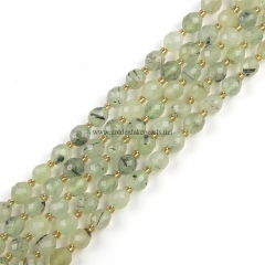 Prehnite Faceted Rices, with Seed Beads, Approx 6.5-7x7.5-8.5mm, Approx 38cm/strand