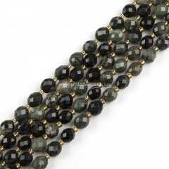 Green Wooden Jasper Faceted Rices, with Seed Beads, Approx 6.5-7x7.5-8.5mm, Approx 38cm/strand