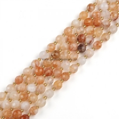 Yellow Tangerine Quartz Faceted Rices, with Seed Beads, Approx 6.5-7x7.5-8.5mm, Approx 38cm/strand