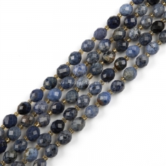 Dumortierite Faceted Rices, with Seed Beads, Approx 6.5-7x7.5-8.5mm, Approx 38cm/strand