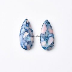 Impression Jasper Drop Earrings, with Gold Color Plated Base Metal Ear Hook, Approx 15x35mm, Sell by Pair