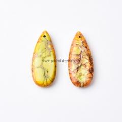 Impression Jasper Drop Earrings, with Gold Color Plated Base Metal Ear Hook, Approx 15x35mm, Sell by Pair