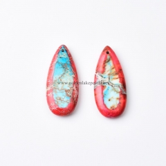Impression Jasper Drop Earrings, with Gold Color Plated Base Metal Ear Hook, Approx 15x35mm, Sell by Pair
