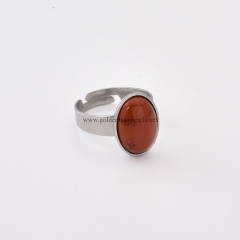 Red Jasper Stainless Steel Adjustable Finger Rings, Stone Approx 10x14mm, Sell by Piece