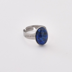 Lapis Lazuli(Dyed) Stainless Steel Adjustable Finger Rings, Stone Approx 10x14mm, Sell by Piece