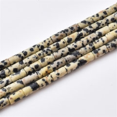 Dalmatian Jasper Tubes, Approx 4x8mm, Approx 38cm/strand