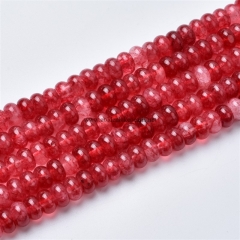 Dyed Ruby Red Clear Quartz Plain Rondelles, Approx 5x8mm, Approx 38cm/strand