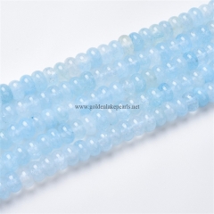 Dyed Aqua Blue Color Clear Quartz Plain Rondelles, Approx 5x8-6x10mm, Approx 38cm/strand