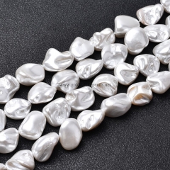 White Shell Pearl Nugget, Approx 12-18mm, Approx 38cm/strand