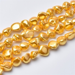 Golden Yellow Shell Pearl Nugget, Approx 12-18mm, Approx 38cm/strand