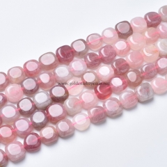 Purple Madagascar Rose Quartz Irregular Squares, Approx 10-11mm, Approx 38cm/strand