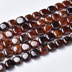 Orange Garnet Irregular Squares, Approx 10-11mm, Approx 38cm/strand
