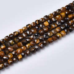 Yellow Tiger Eye Faceted Cubes, Approx 4mm, Approx 38cm/strand