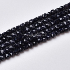 Blue Sandstone Faceted Cubes, Approx 4mm, Approx 38cm/strand