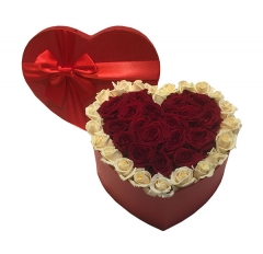 Hearted shape flower gift box with ribbon