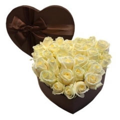 Hearted shape flower gift box with ribbon