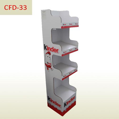 Custom Design Corrugated Snack Food 4 Shelves Floor Display Stand