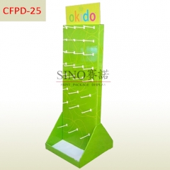 Free Standing Cardboard Pegboard Hanging Hook Display Racks,POS Cell Phone Cardboard Corrugated Hook two sides Display Stand