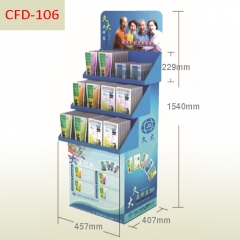 Supermarket sales promotion 3 shelves cardboard floor display stand