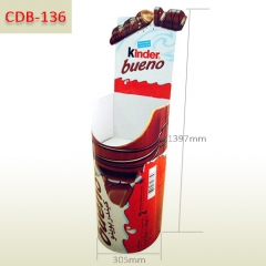 Cardboard display bin for kinder chocolate bars