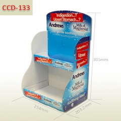 Two levels Medicine Retail Cardboard Counter Display Stand