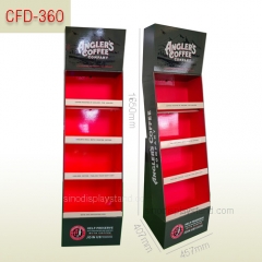 Customized coffee bags cardboard floor display stand