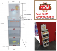 Four shelves cardboard floor display rack for Bottled beer