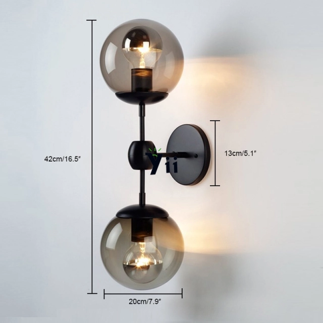 Contemporary Style Modo 2 Globes Wall Light in Black