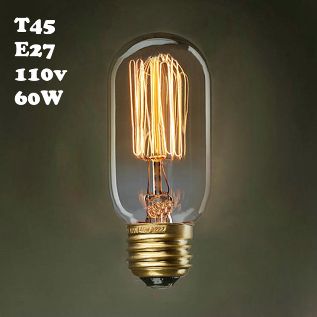 60W 110V T45 E27 Edison Bulb