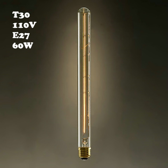 110V T30 E27 60W 30*300mm Retro Edison Bulb