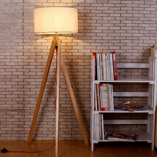 Nordic Style 1 Light Tripod Wooden Floor Lamp