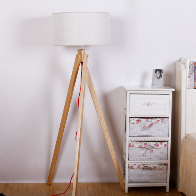 Nordic Style 1 Light Tripod Wooden Floor Lamp