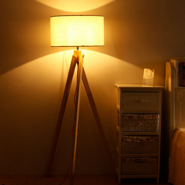 Nordic Style 1 Light Tripod Wooden Floor Lamp