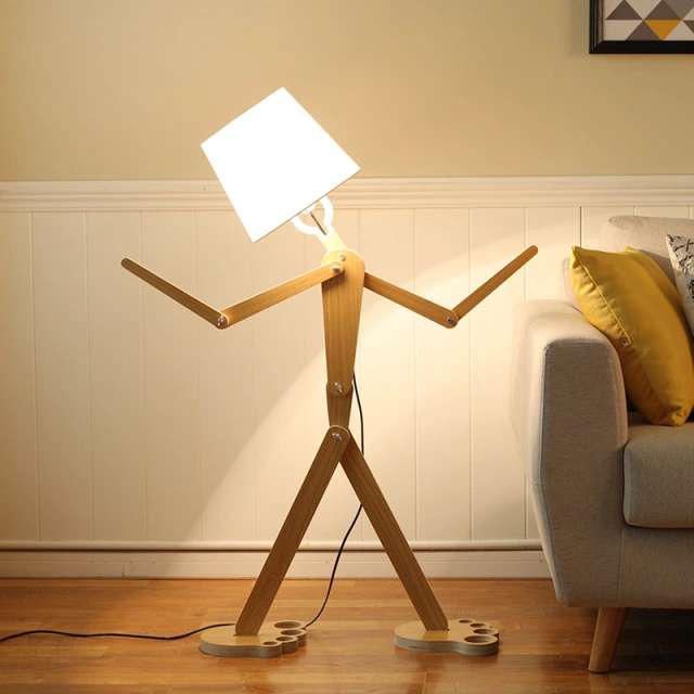 Puppet Shaped 1 Light Floor Lamp with Fabric Empire Shade in Nordic Style