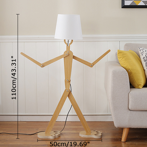 Puppet Shaped 1 Light Floor Lamp with Fabric Empire Shade in Nordic Style