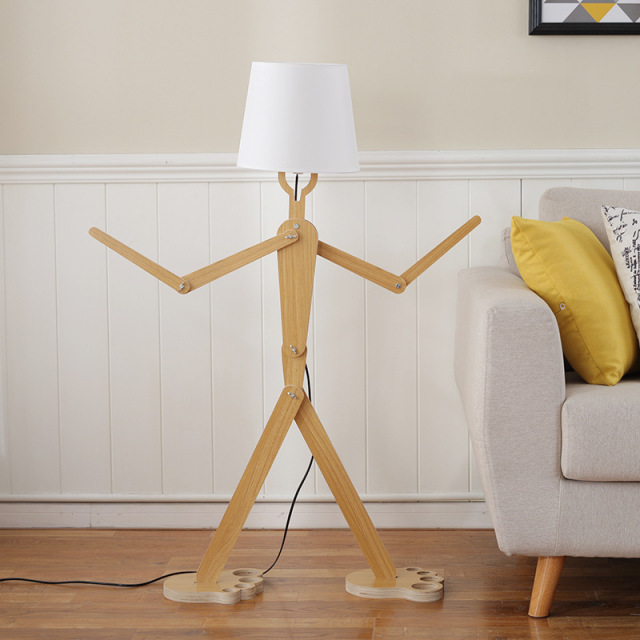 Puppet Shaped 1 Light Floor Lamp with Fabric Empire Shade in Nordic Style