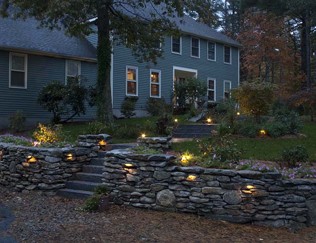 Outdoor stone wall deals lighting