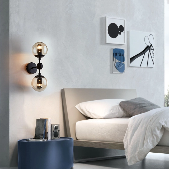 Contemporary Style Modo 2 Globes Wall Light in Black
