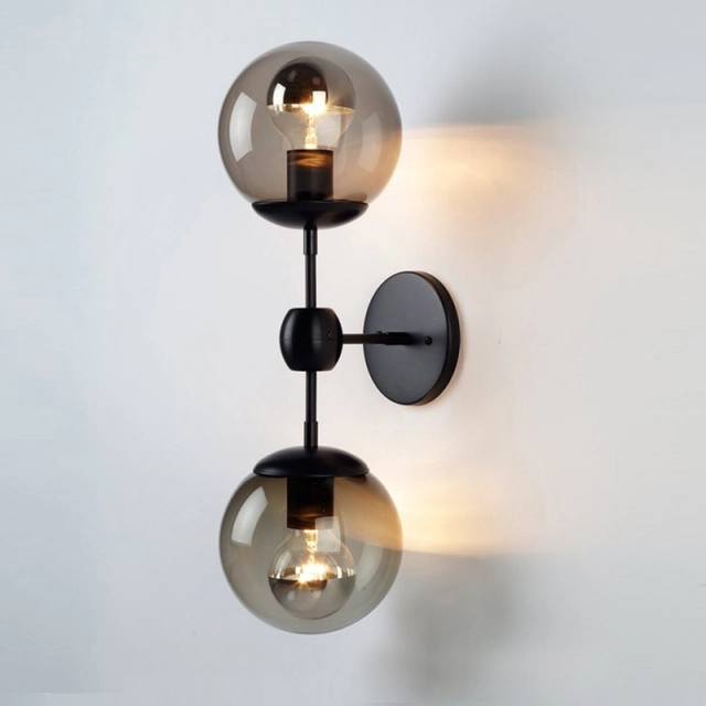 Contemporary Style Modo 2 Globes Wall Light in Black