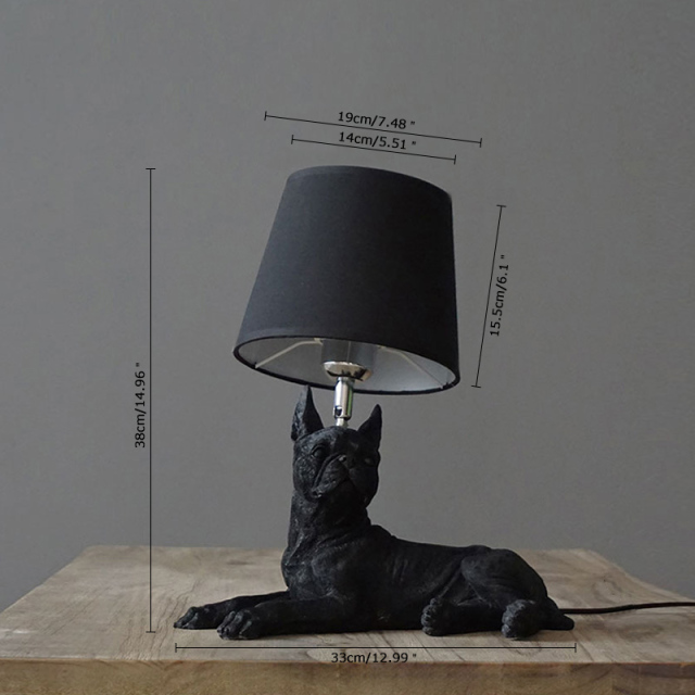 Boston Terrier Shaped 1 Light 13&quot;W Table Lamp with Fabric Shade in Black