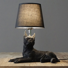 Boston Terrier Shaped 1 Light 13"W Table Lamp with Fabric Shade in Black