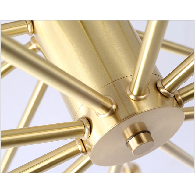 Dimmable 8 Light Frosted Glass Industrial Sputnik Semi Flush Mount Ceiling Lamp in Brass