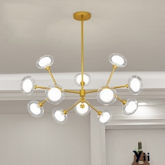 12 Light 33'' Wide Large Modern Sputnik Chandelier with Hand-blown Glass Shade in Brass