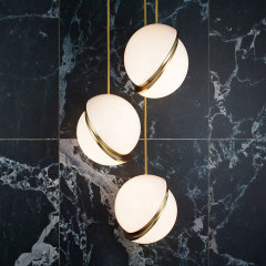 Modern Mid Century Chic 1 Light Opal Globe Pendant Light in Brushed Brass for Showroom Coffee Shop Bedside