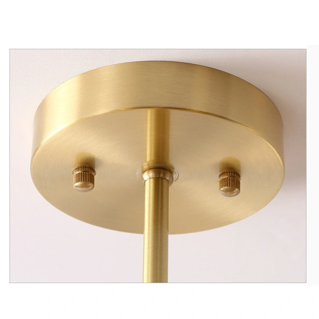 Modern Style 3 Light Semi-Flush Mount Ceiling Lamp in Brass with Hand Blown Glass Shade