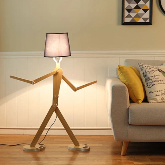 Puppet Shaped 1 Light Floor Lamp with Fabric Empire Shade in Nordic Style